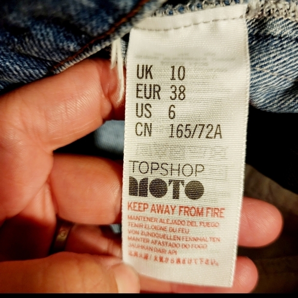 Topshop Moto Blue Jean Denim Mini Skirt 100% Cotton Women's Size 6 Casual EUC - Picture 6 of 6